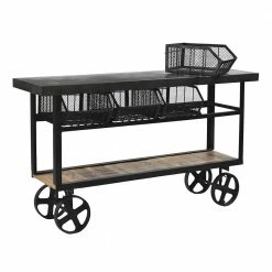 165x90x41 Factory Tisch Auf Rollen Mit Vier Ablagekörben - Greeka -Raik Shop 165x90x41 factory tisch auf rollen mit vier ablagekoerben aus metall greeka 04