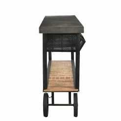 165x90x41 Factory Tisch Auf Rollen Mit Vier Ablagekörben - Greeka -Raik Shop 165x90x41 factory tisch auf rollen mit vier ablagekoerben aus metall greeka 05