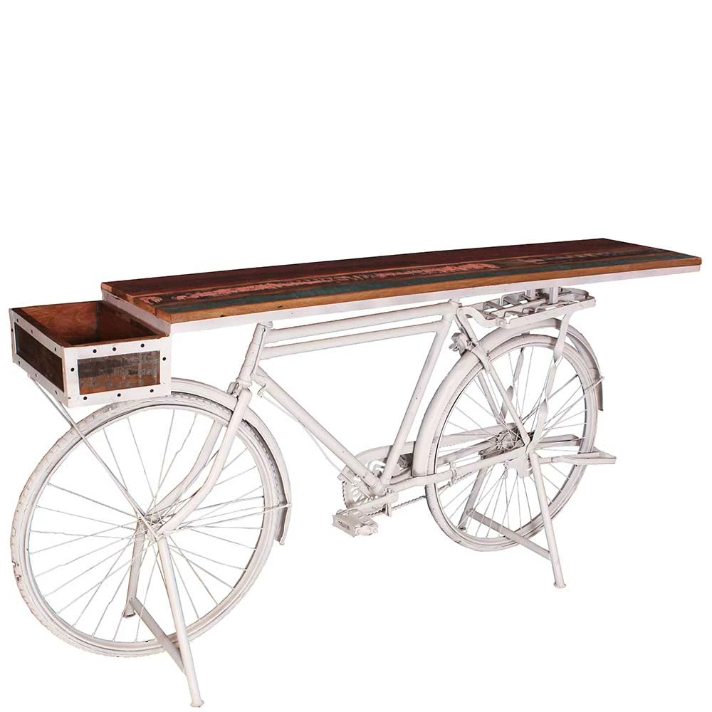 190x95x41 Design Tisch Mit Fahrradgestell Antikweiß - Olivia 4 190x95x41 Design Tisch Mit Fahrradgestell Antikweiß - Olivia – Bild 3