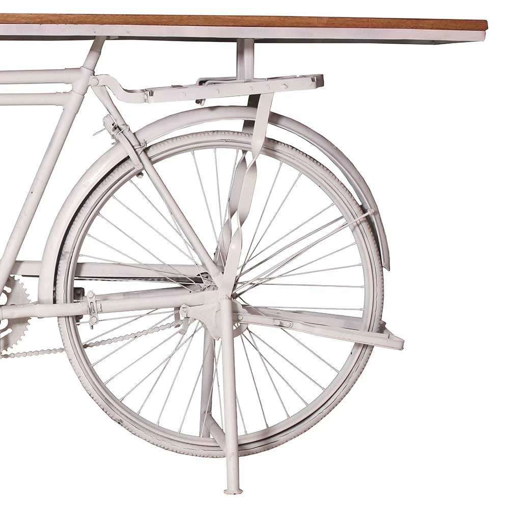 190x95x41 Design Tisch Mit Fahrradgestell Antikweiß - Olivia 6 190x95x41 Design Tisch Mit Fahrradgestell Antikweiß - Olivia – Bild 5