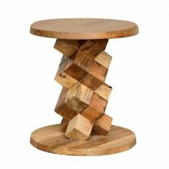 40x45x40 Runder Designtisch Aus Massivholz - Sanyra -Raik Shop 40x45x40 runder designtisch aus massivholz mango mit saeulengestell sanyra 02