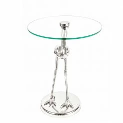 40x58x40 Runder Glas Tisch Mit Vogel Säulenfuß - Prasido -Raik Shop 40x58x40 runder glas tisch mit vogel saeulenfuss aus aluminium prasido 02