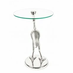 40x58x40 Runder Glas Tisch Mit Vogel Säulenfuß - Prasido -Raik Shop 40x58x40 runder glas tisch mit vogel saeulenfuss aus aluminium prasido 04