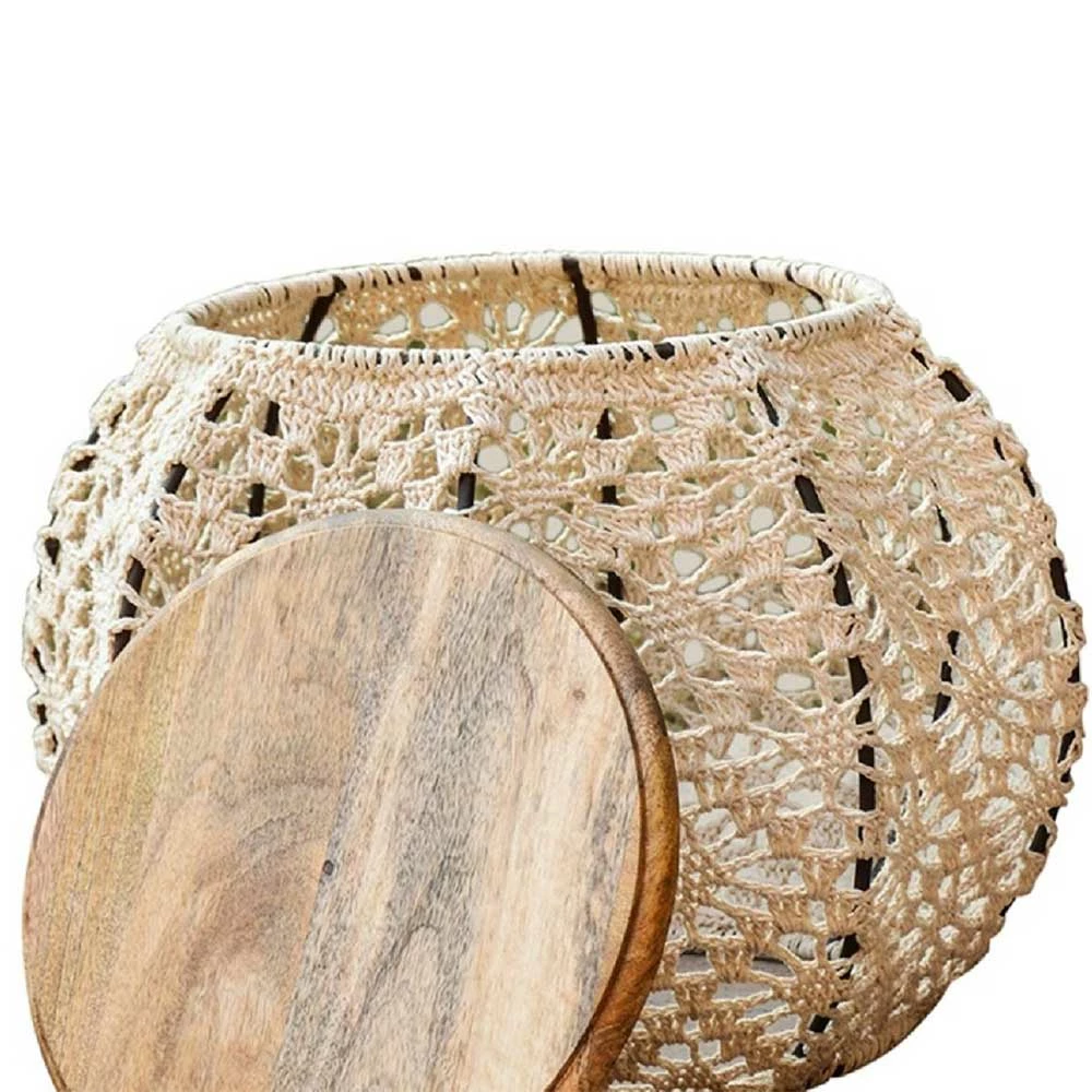 43x35x43 Beistelltisch Mit Stoff Gestell Häkeloptik - Kiazu 4 43x35x43 Beistelltisch Mit Stoff Gestell Häkeloptik - Kiazu – Bild 3