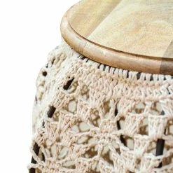 43x35x43 Beistelltisch Mit Stoff Gestell Häkeloptik - Kiazu 10 43x35x43 Beistelltisch Mit Stoff Gestell Häkeloptik - Kiazu -Raik Shop 43x35x43 beistelltisch mit stoff gestell haekeloptik in beige holzplatte kiazu 04