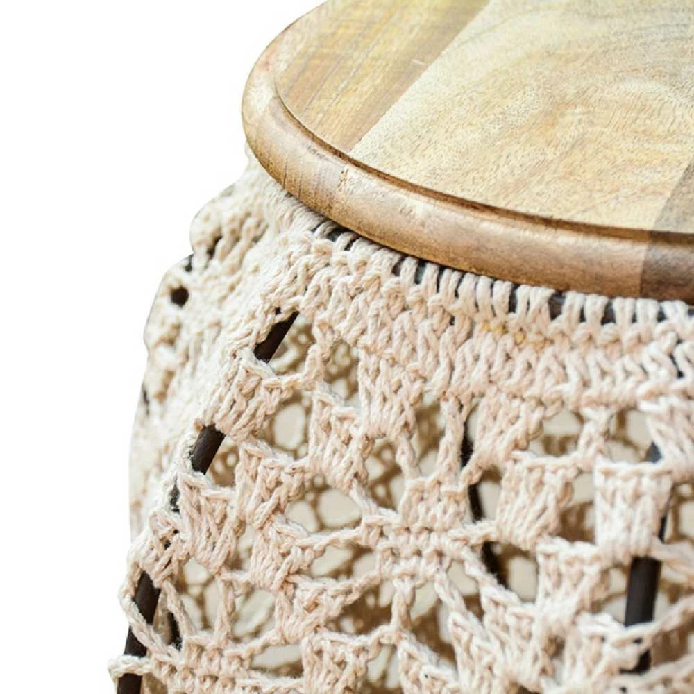 43x35x43 Beistelltisch Mit Stoff Gestell Häkeloptik - Kiazu 6 43x35x43 Beistelltisch Mit Stoff Gestell Häkeloptik - Kiazu – Bild 5