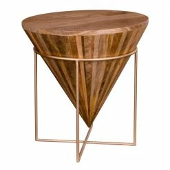 45x45x45 Holztisch Im Kegel Konus Design - Scolari -Raik Shop 45x45x45 holztisch im kegel konus design mit stahlgestell braun scolari 02