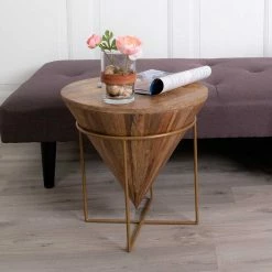 45x45x45 Holztisch Im Kegel Konus Design - Scolari -Raik Shop 45x45x45 holztisch im kegel konus design mit stahlgestell braun scolari 03