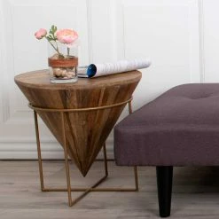 45x45x45 Holztisch Im Kegel Konus Design - Scolari -Raik Shop 45x45x45 holztisch im kegel konus design mit stahlgestell braun scolari 04