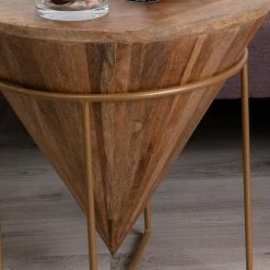 45x45x45 Holztisch Im Kegel Konus Design - Scolari -Raik Shop 45x45x45 holztisch im kegel konus design mit stahlgestell braun scolari 05