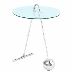 46x60x46 Design Glastisch In Weiß & Silber - Twinta