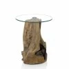 50cm Runder Designtisch Mit Sicherheitsglas - Anyto -Raik Shop 50cm runder designtisch mit sicherheitsglas teak baumstumpf anyto f