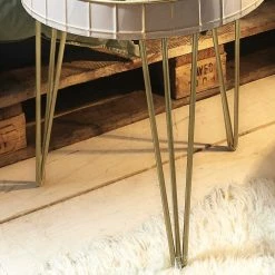 51cm Runder Beistelltisch Mit Spiegelglas - Safira -Raik Shop 51cm runder beistelltisch mit spiegelglas stahl in grau bronze safira 02