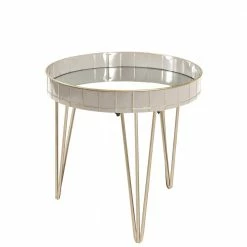 51cm Runder Beistelltisch Mit Spiegelglas - Safira