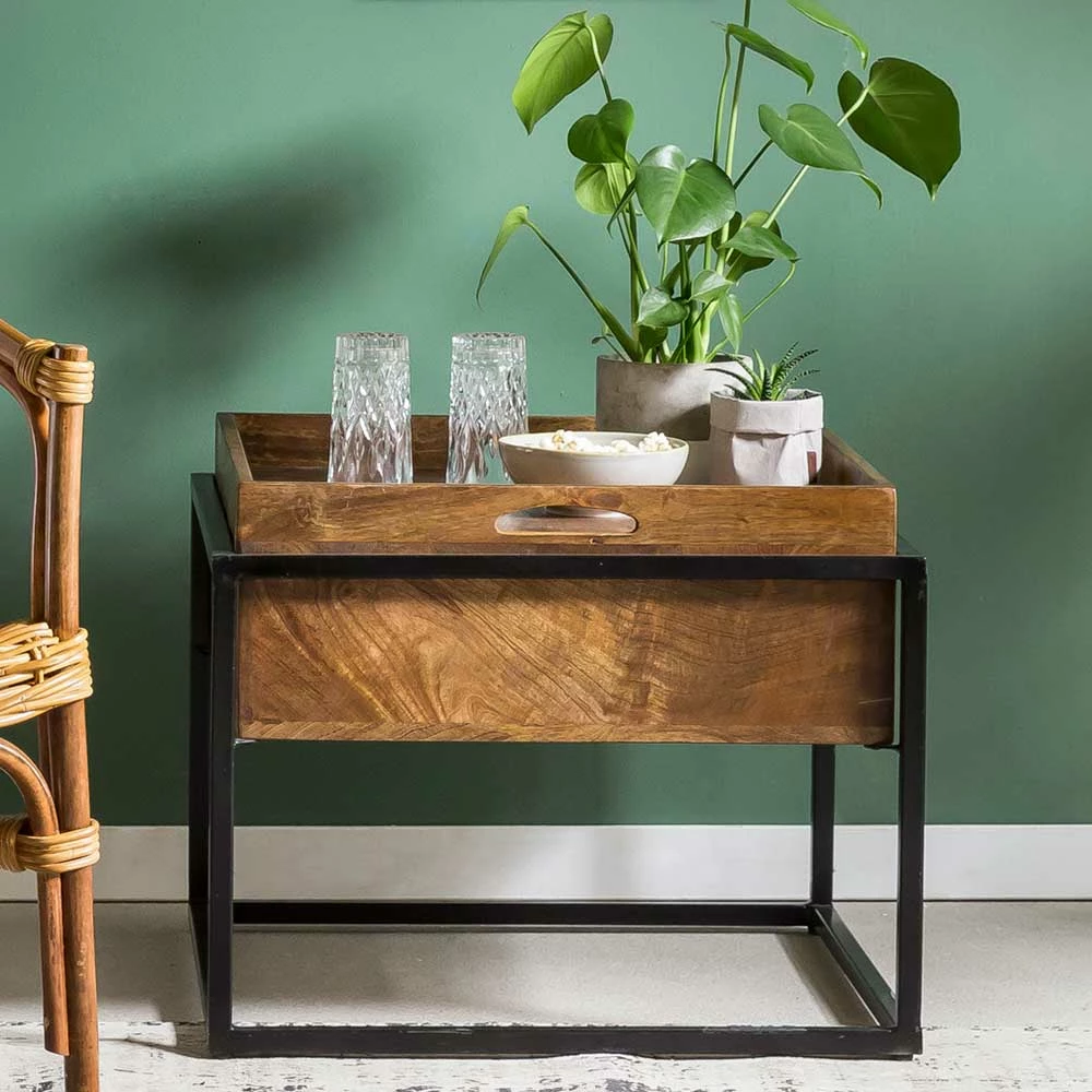 60x47x60 Beistelltisch Mit Tablett & Staufach - Imhelia 4 60x47x60 Beistelltisch Mit Tablett & Staufach - Imhelia – Bild 2