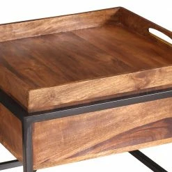 60x47x60 Beistelltisch Mit Tablett & Staufach - Imhelia 13 60x47x60 Beistelltisch Mit Tablett & Staufach - Imhelia -Raik Shop 60x47x60 beistelltisch mit tablett staufach aus akazie holz metall schwarz imhelia 05