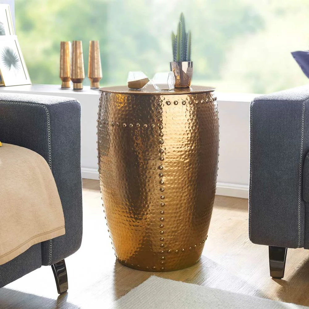 62cm Hoher Beistelltisch Aus Alu In Gold - Prudenca 4 62cm Hoher Beistelltisch Aus Alu In Gold - Prudenca – Bild 2