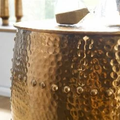 62cm Hoher Beistelltisch Aus Alu In Gold - Prudenca 10 62cm Hoher Beistelltisch Aus Alu In Gold - Prudenca -Raik Shop 62cm hoher beistelltisch aus alu in gold lackiert in fass design prudenca 03