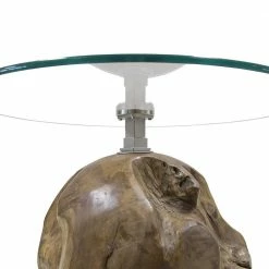 70cm Runder Couchtisch Mit Wurzel Fuß - Murdian -Raik Shop 70cm runder couchtisch mit wurzel fuss teak glas platte murdian 03