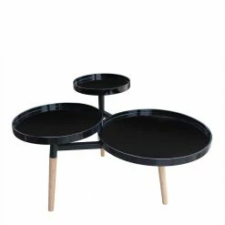 87x50x71 Beistelltisch Mit 3 Ablagen - Emena -Raik Shop 87x50x71 beistelltisch mit 3 ablagen in rund in schwarz natur emena 02