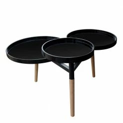 87x50x71 Beistelltisch Mit 3 Ablagen - Emena -Raik Shop 87x50x71 beistelltisch mit 3 ablagen in rund in schwarz natur emena 03