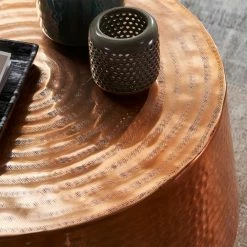 Aluminium Beistelltisch In Kupferfarben - Lenn -Raik Shop aluminium beistelltisch in kupferfarben mit hammerschlag optik lenn 03