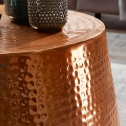 Aluminium Beistelltisch In Kupferfarben - Lenn -Raik Shop aluminium beistelltisch in kupferfarben mit hammerschlag optik lenn 04