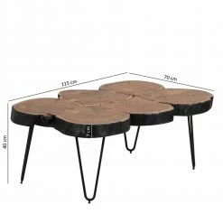Baumscheiben Couchtisch Lariona Mit Metall-Gestell -Raik Shop baumscheiben couchtisch metall gestell akazie massiv lariona 02