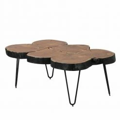 Baumscheiben Couchtisch Lariona Mit Metall-Gestell