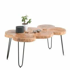 Baumscheiben Wohnzimmertisch Mit Haarnadel Beinen - Ranuves