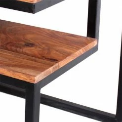 Beistelltisch Mendoza Mit Zwei Ebenen -Raik Shop beistelltisch zwei ebenen holz massiv akazie und metall schwarz antik mendoza 05