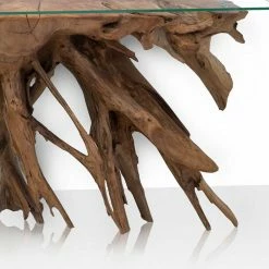 Blickfang Konsole Aus Teak Wurzelholz - Bratannio -Raik Shop blickfang konsole aus teak wurzelholz mit glasplatte 140x76x40 bratannio 03