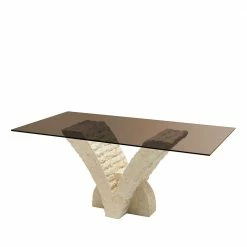 Bronze Glastisch Auf Säulengestell - Lametla