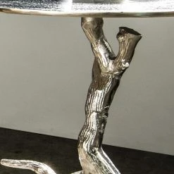 Design Beistelltisch Mit Fuß Im Ast Look - Antonia -Raik Shop design beistelltisch mit fuss im ast look aus alu in nickelfarben antonia 03