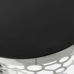 Design Beistelltisch Mit Glasplatte Schwarz - Marissa -Raik Shop design beistelltisch mit glasplatte schwarz saeulengestell silber marissa 03