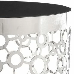 Design Beistelltisch Mit Glasplatte Schwarz - Marissa -Raik Shop design beistelltisch mit glasplatte schwarz saeulengestell silber marissa 05