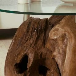 Design Beistelltisch Lirou Mit Runder Glasplatte (zweiteilig) -Raik Shop design beistelltisch runder glasplatte teak massivholz lirou 04