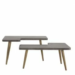 Design Couchtische Mit Betonplatte - Varhida (zweiteilig) 10 Design Couchtische Mit Betonplatte - Varhida (zweiteilig) -Raik Shop design couchtische mit betonplatte metallbeinen in messing varhida 02