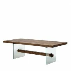 Design Eiche Esstisch Mit Glas Gestell - Ventida