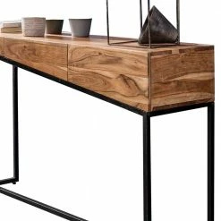 Design Konsolentisch Aus Akazie Massiv - Toscana -Raik Shop design konsolentisch aus akazie massiv und metall in schwarz toscana 02
