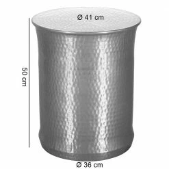 Design Metalltisch Zylinderförmig - Zerifa -Raik Shop design metalltisch zylinderfoermig aus aluminium in silber 41x50x41 zerifa 02
