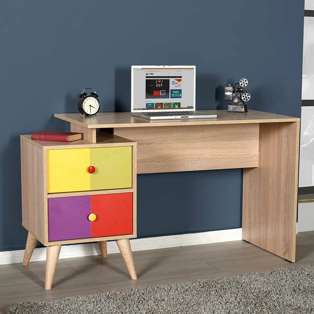 Design Schreibtisch In Sonoma-Eiche & Bunt - Reddnas 4 Design Schreibtisch In Sonoma-Eiche & Bunt - Reddnas – Bild 2