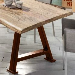 Designer Esstisch Mit Baumkante Platte Mango - Leveziano -Raik Shop designer esstisch mit baumkante platte mango und a fussgestell in braun leveziano 02