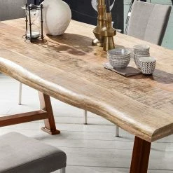 Designer Esstisch Mit Baumkante Platte Mango - Leveziano -Raik Shop designer esstisch mit baumkante platte mango und a fussgestell in braun leveziano 04