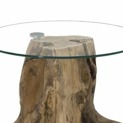 Designer Sofatisch Mit Teak Stumpf - Albro -Raik Shop designer sofatisch mit teak stumpf glasplatte 70cm rund albro 02