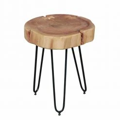 Designertisch Lariona Mit Baumscheibe Und Metall-Gestell