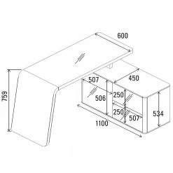Designschreibtisch Owiconta In Weiß -Raik Shop designschreibtisch in weiss mit seitenschrank owiconta 05