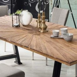 Esstisch Mit A-Gestell In Schwarz - Vanotti 12 Esstisch Mit A-Gestell In Schwarz - Vanotti -Raik Shop esstisch mit a gestell in schwarz holzplatte aus recyceltem teak vanotti 04