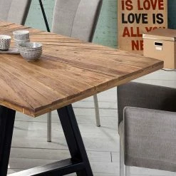 Esstisch Mit A-Gestell In Schwarz - Vanotti 13 Esstisch Mit A-Gestell In Schwarz - Vanotti -Raik Shop esstisch mit a gestell in schwarz holzplatte aus recyceltem teak vanotti 05