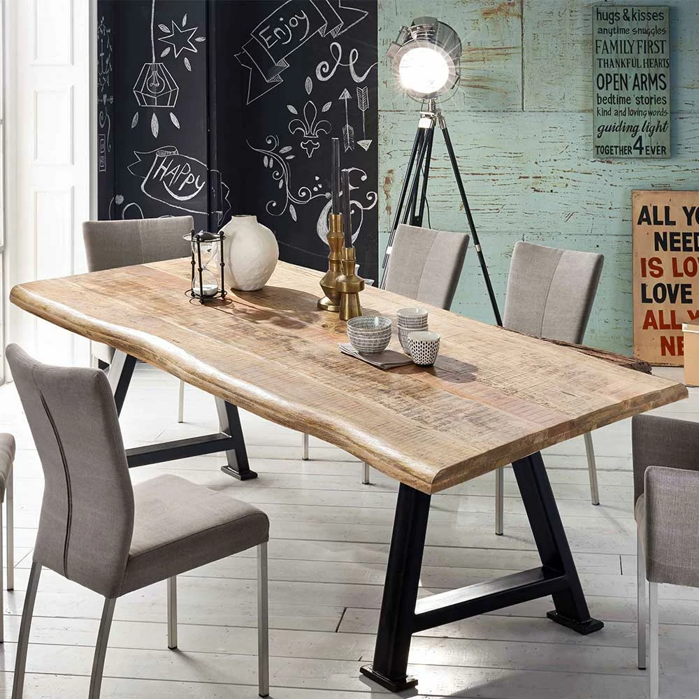 Esstisch Mit Waldkante Mangoholz Platte - Citylife 4 Esstisch Mit Waldkante Mangoholz Platte - Citylife – Bild 2